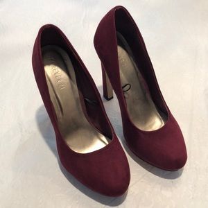 Forever 21 Burgundy Faux Suede Heels